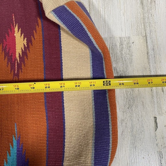 Southwest Aztec Tote Bag Colorful Stripe Pattern Color Block 100% Cotton Western - Picture 5 of 7